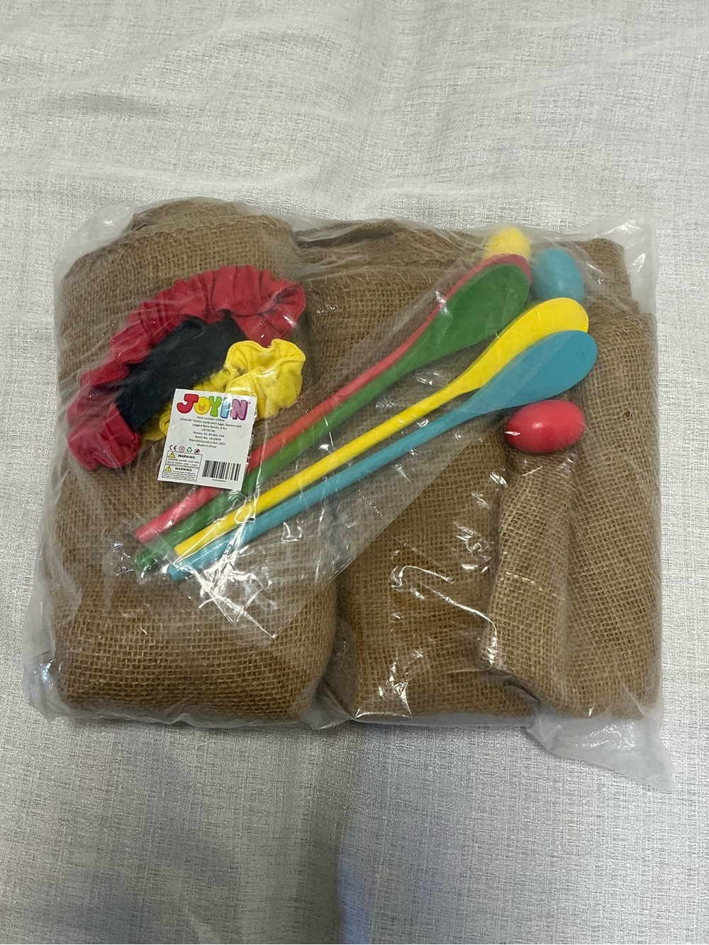 JOYIN 4 Pcs Potato Sack Race Field Day Game Set Burlap Sacks Egg Spoon 3 Legged